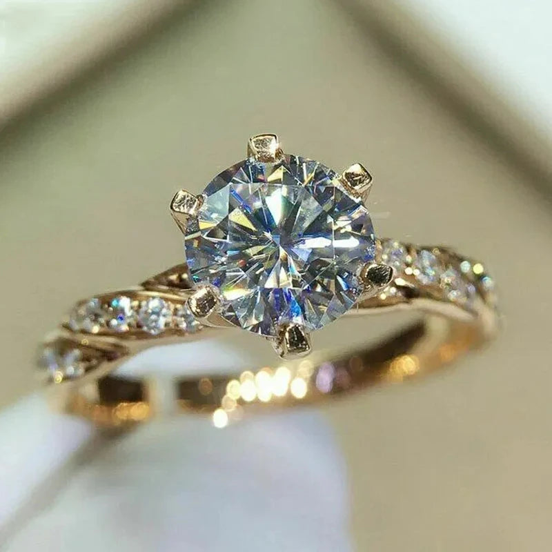 Huitan Classic 6-Claw Cubic Zirconia Ring for Women