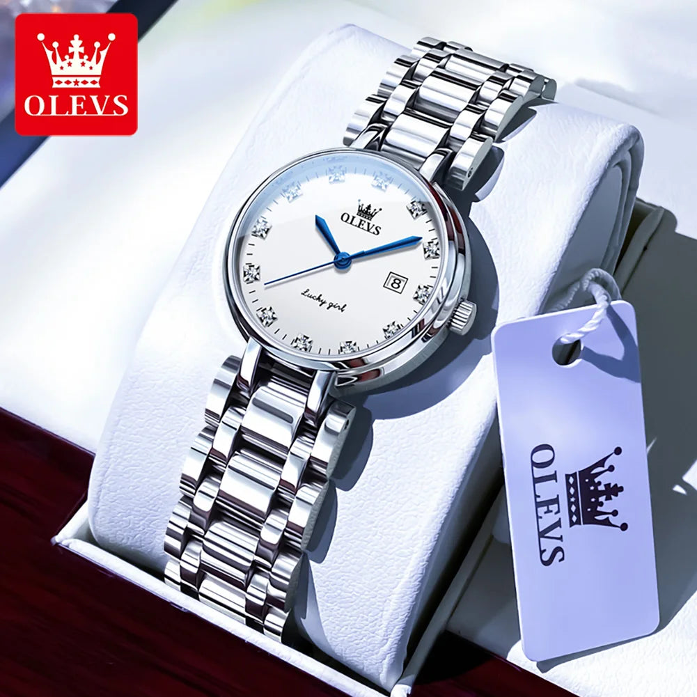 OLEVS 5575 Elegant Womens Quartz Watch With Diamond Calendar