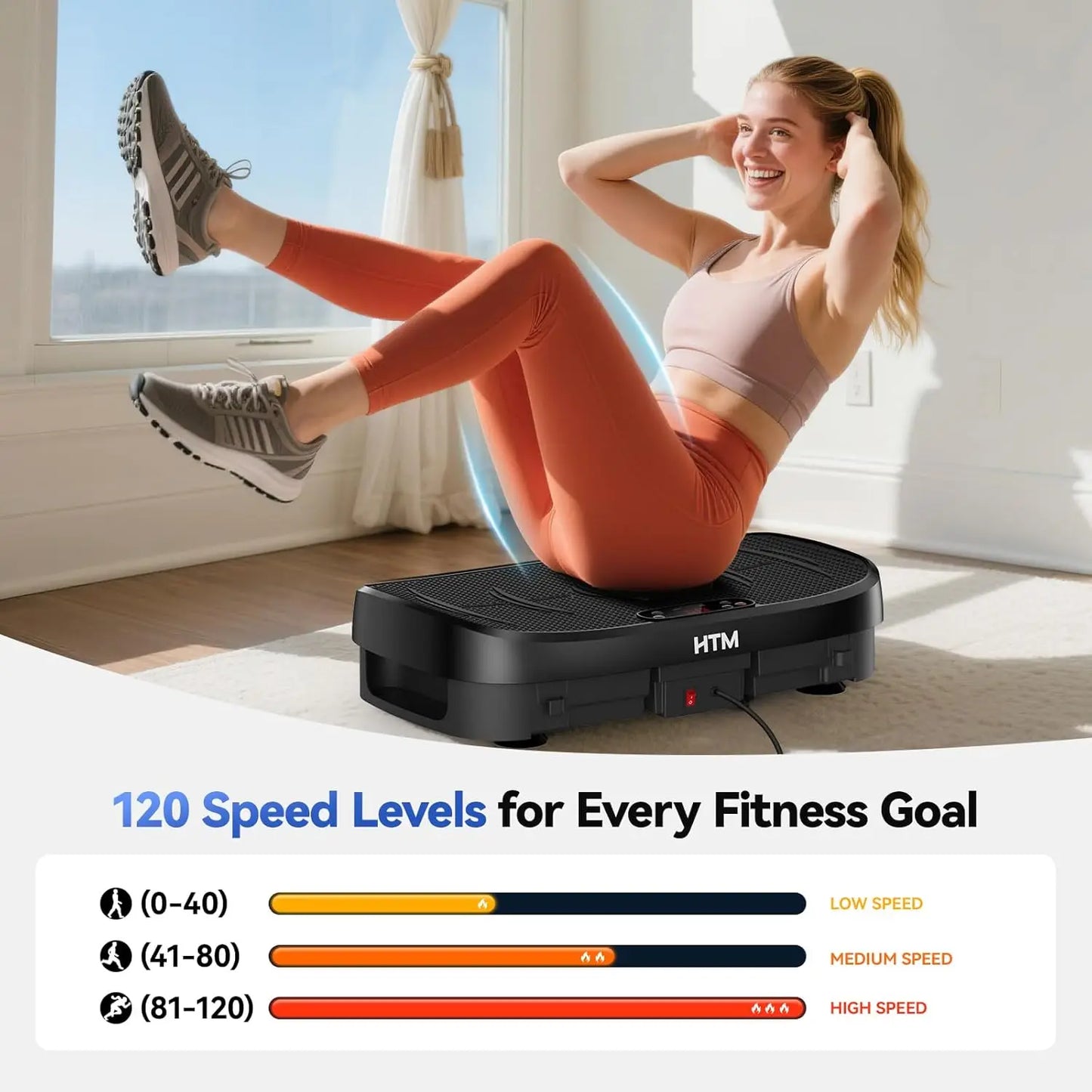 HTM Vibration Plate Fitness Platform 120 Levels Silent Operation