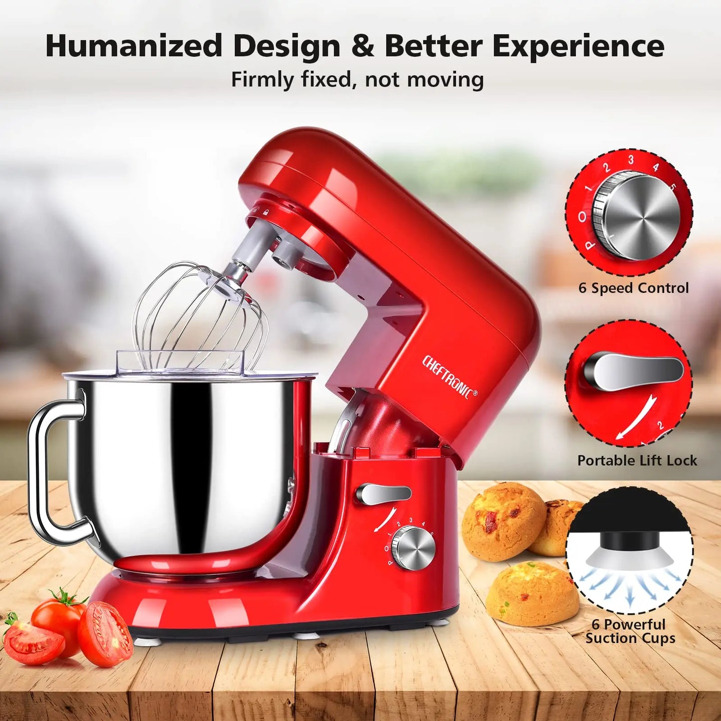 Cheftronic Stand Mixer Tilt Head 650W Six Speed US Plug