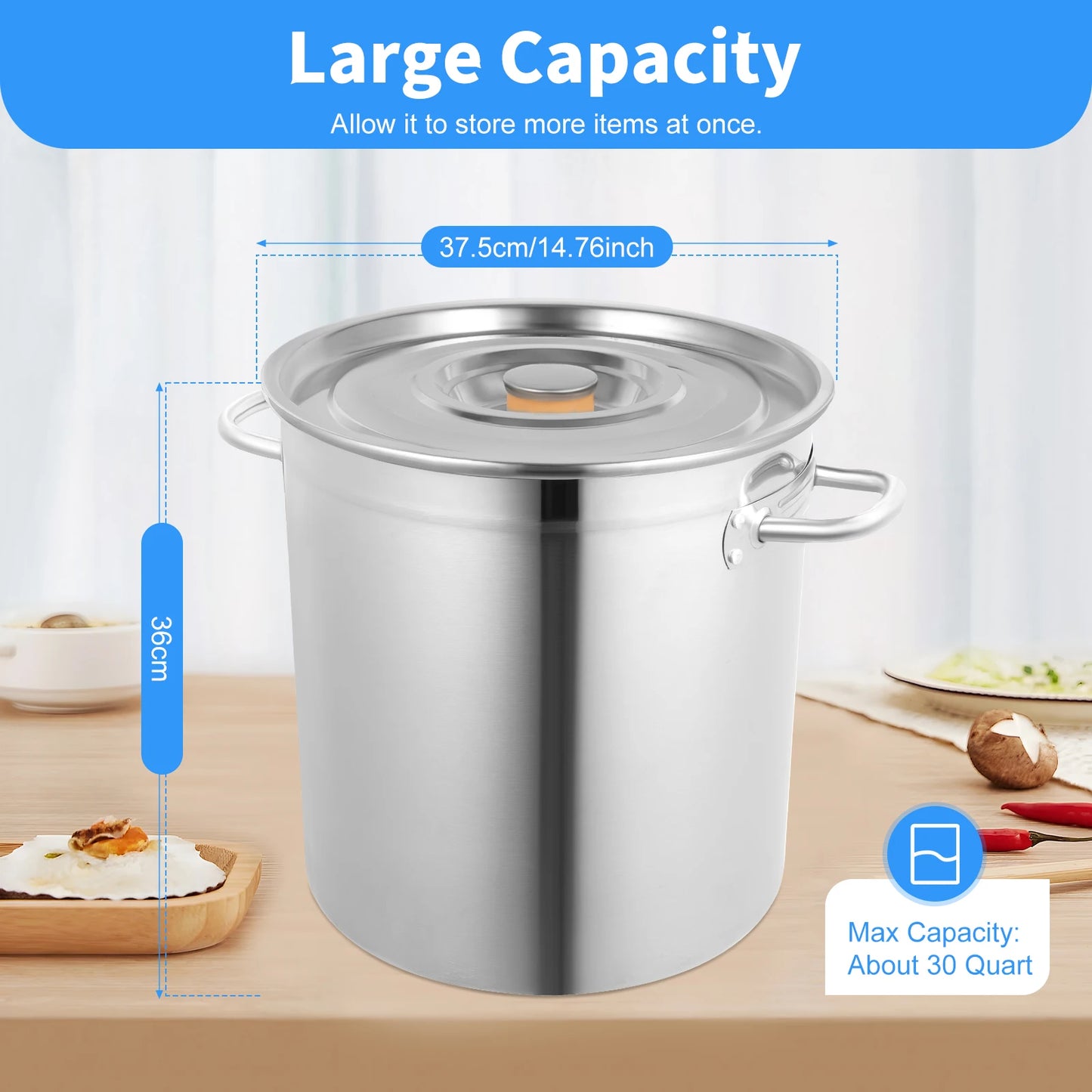 Stainless Steel Stock Pot With Lid And Handles