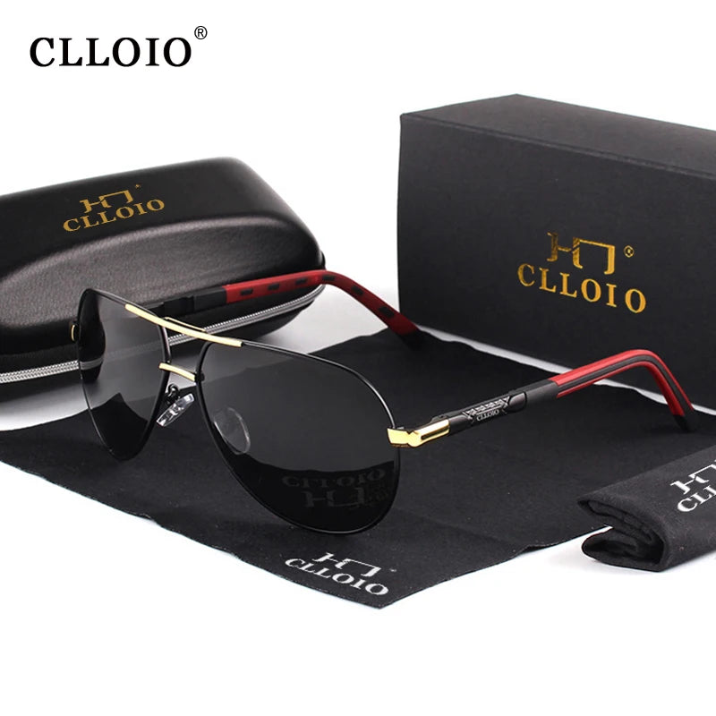 CLLOIO Men Aluminum Polarized Sunglasses Driving Glasses