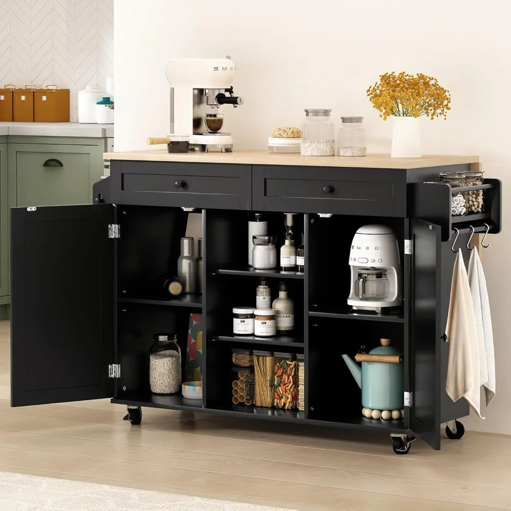 Mobile Kitchen Island On Wheels With Drop Leaf Countertop Barn Door