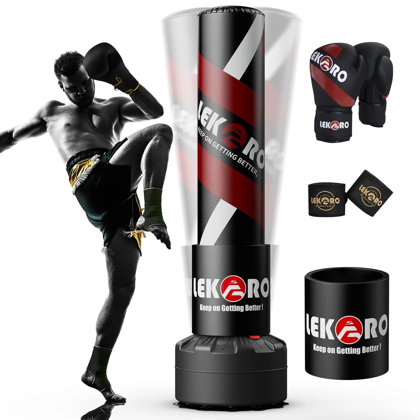 LEKARO Standing Boxing Post With Gloves For Home Training