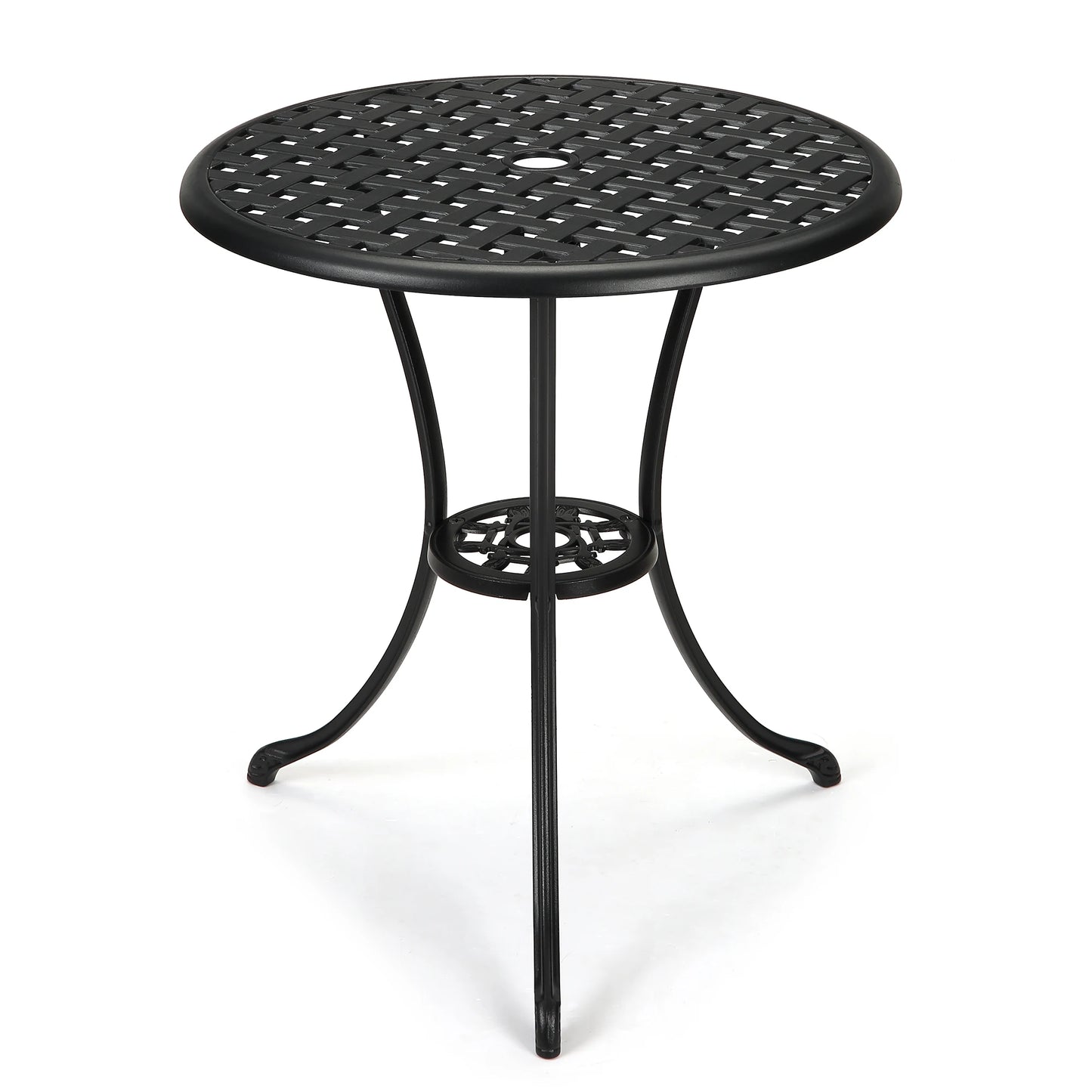 HiMISS Marine Grade Aluminum Outdoor All Weather Bistro Table With Umbrella Hole
