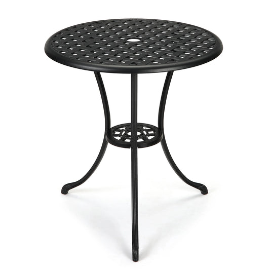 HiMISS Marine Grade Aluminum Outdoor All Weather Bistro Table With Umbrella Hole