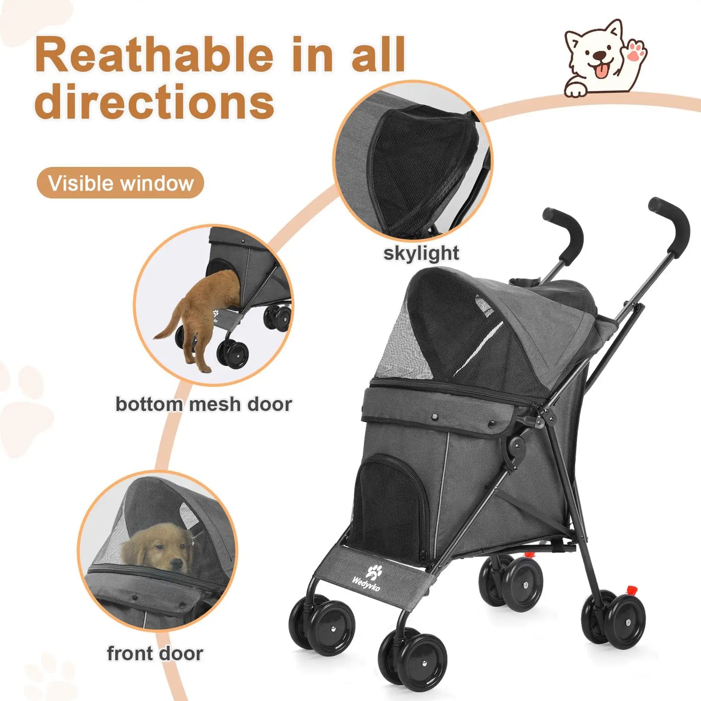 Portable Travel Dog Stroller For Small Pets And Cats