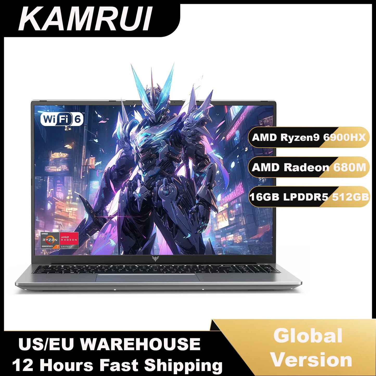 KAMRUI Ryzen 9 6900HX Gaming Laptop With 16GB RAM 512GB