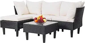 Patio Furniture 5 Piece Outdoor Wicker Conversation Set