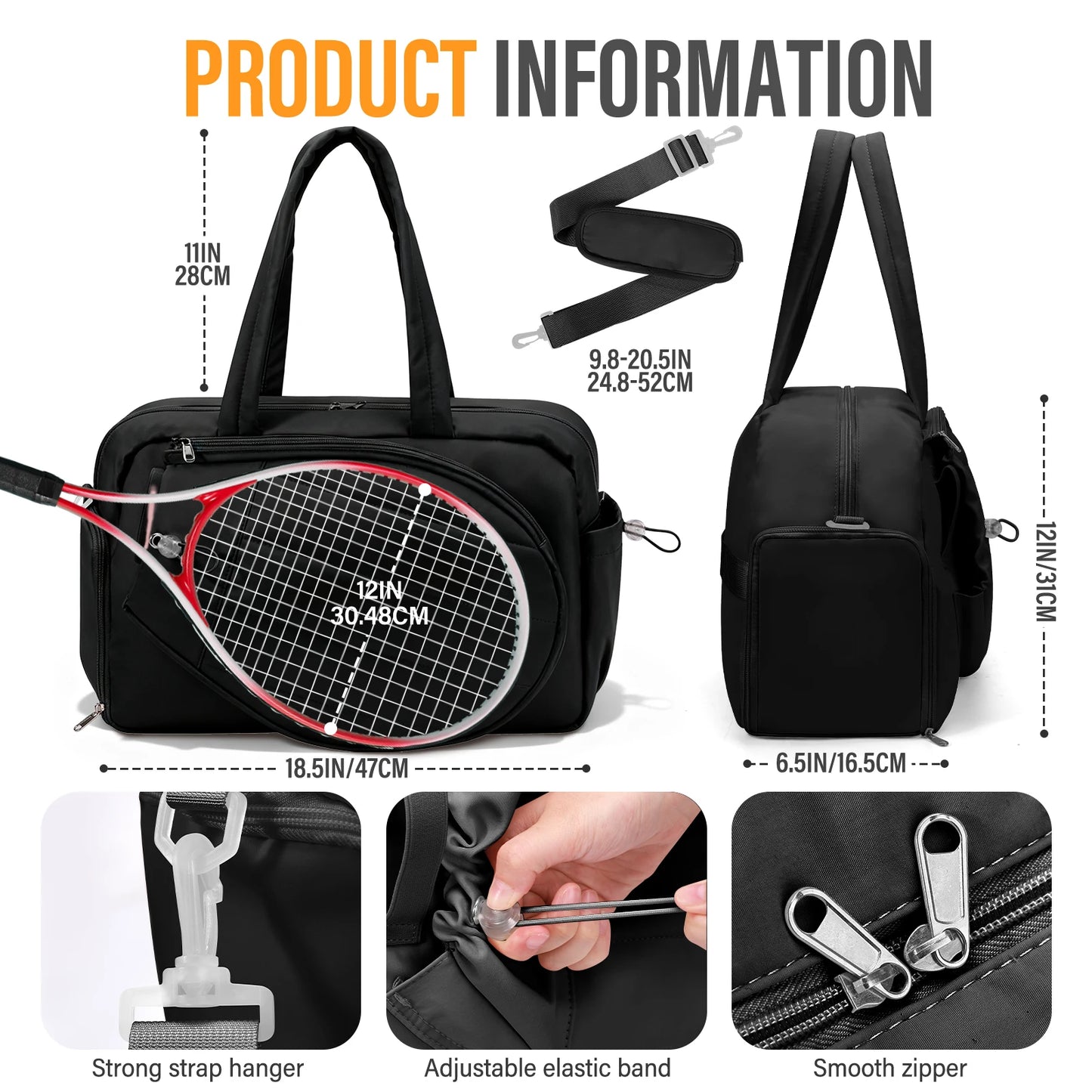 Tennis Gym Bag Backpack Holds 2 Rackets With Shoe Compartment