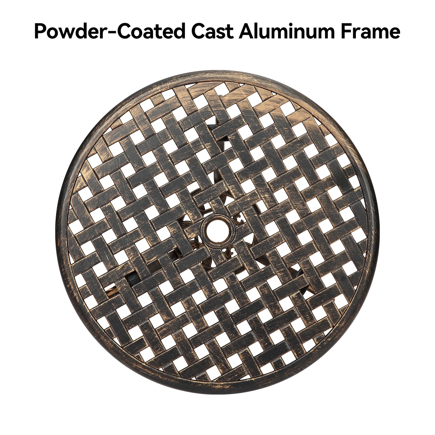 HiMISS Marine Grade Aluminum Outdoor All Weather Bistro Table With Umbrella Hole