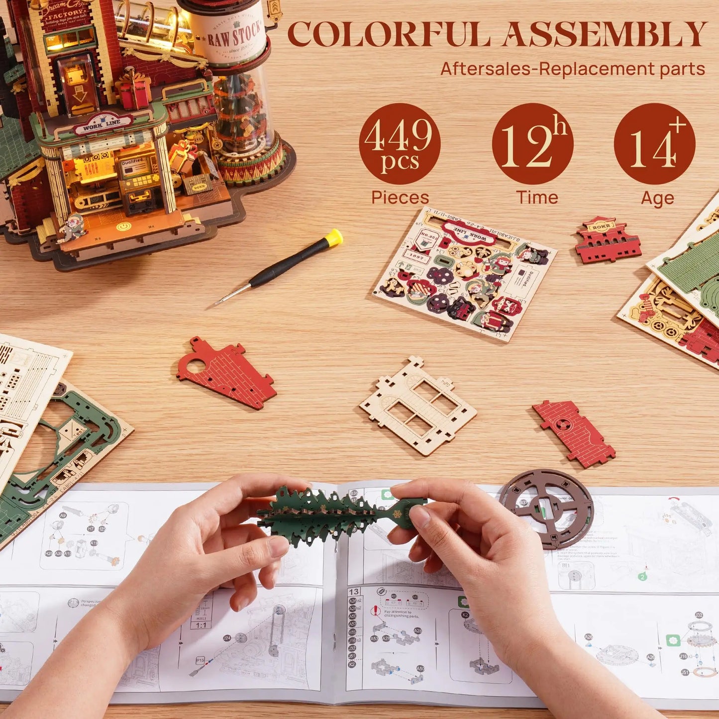 Robotime Rokr Dream Gift Factory 3D Wooden Puzzle With Light