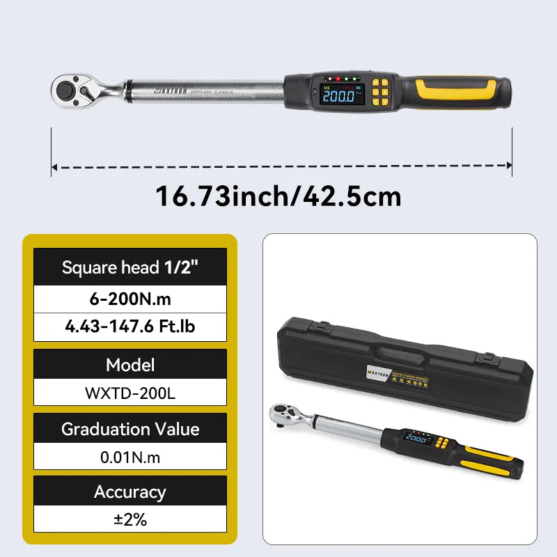 WAXTRON Digital Torque Wrench With Two Percent Accuracy For Automotive