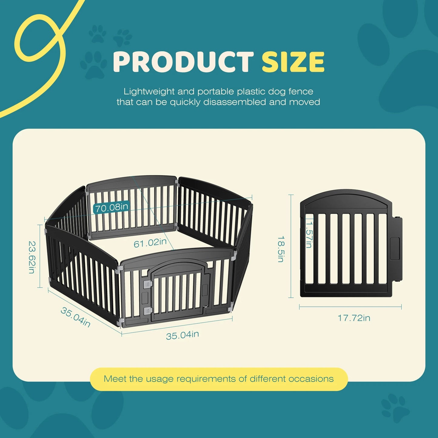 JHK Plastic Dog Playpen Expandable Pet Fence Portable Indoor Outdoor
