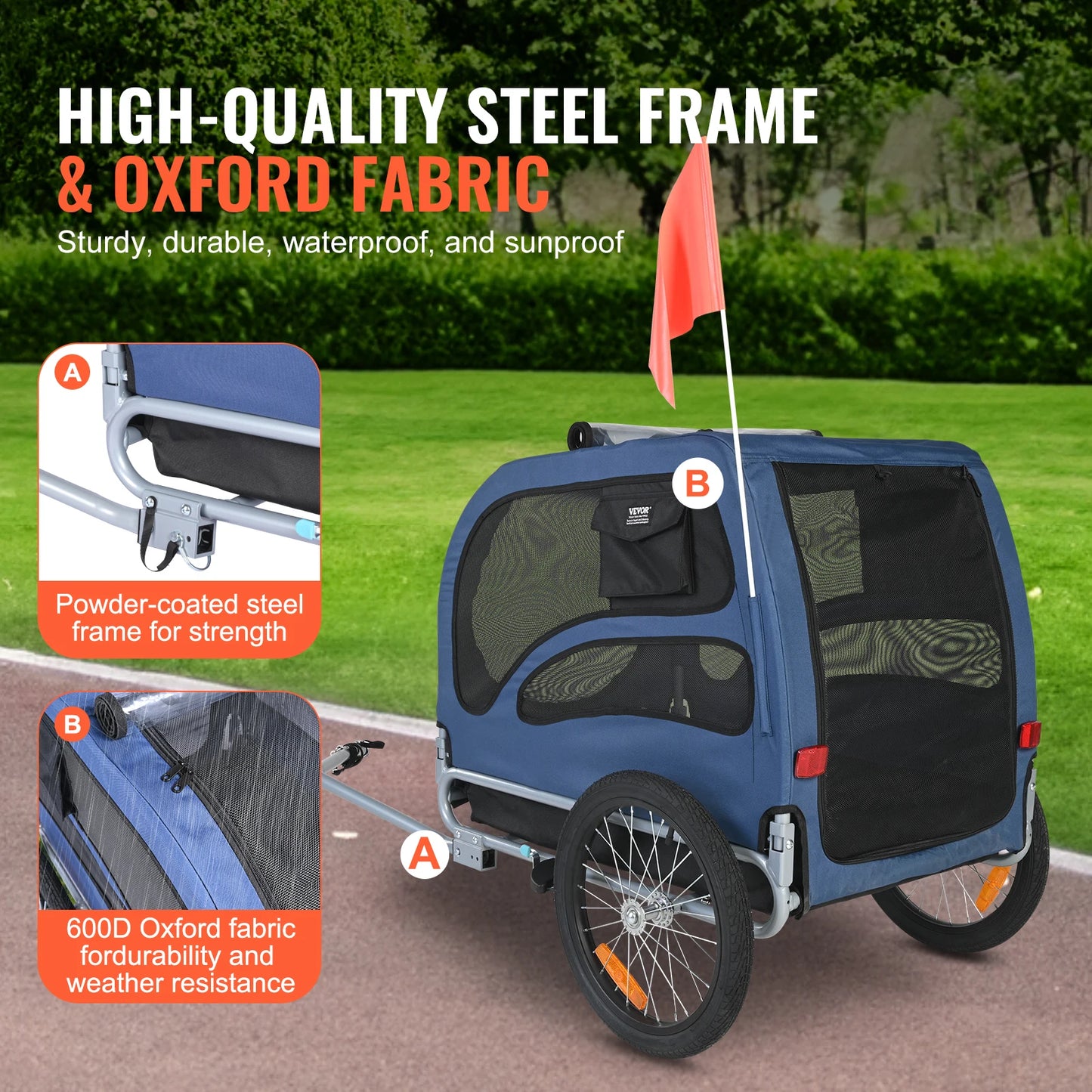 Dog Bike Trailer Carrier With Coupler And Reflectors 100 Lbs