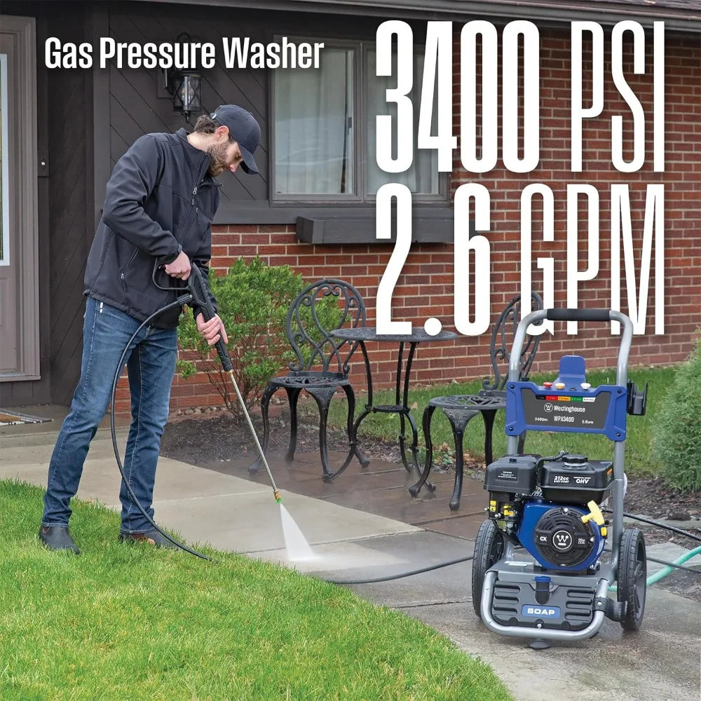 3400 PSI 2.6 GPM Gas Pressure Washer With 5 Nozzles