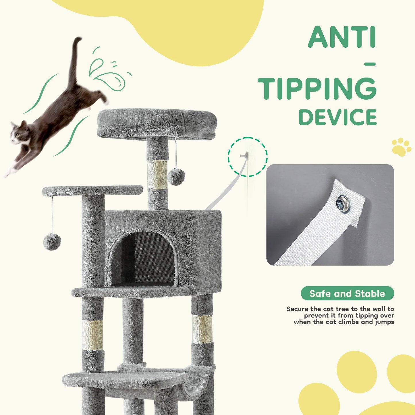 JHKCN Cat Tree Tall Climbing Tower For Indoor Cats