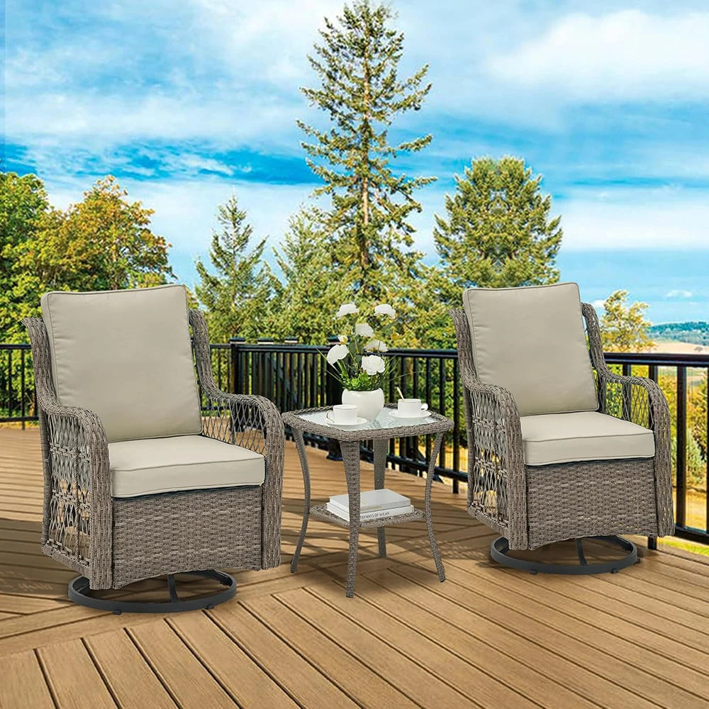 HiMISS 3-Piece Wicker Patio Set With Cushions