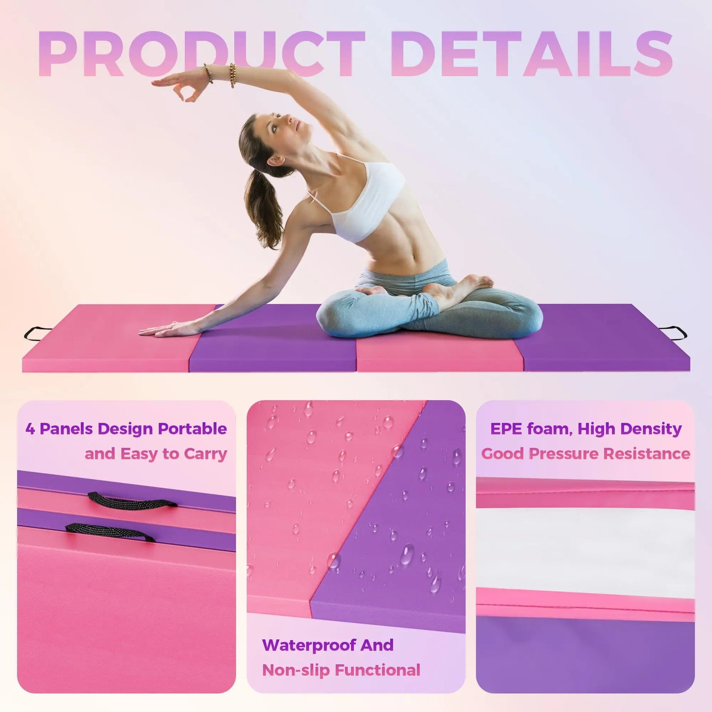 HiMISS Gymnastics Mat 4 To 5 Fold Thick Portable Pad