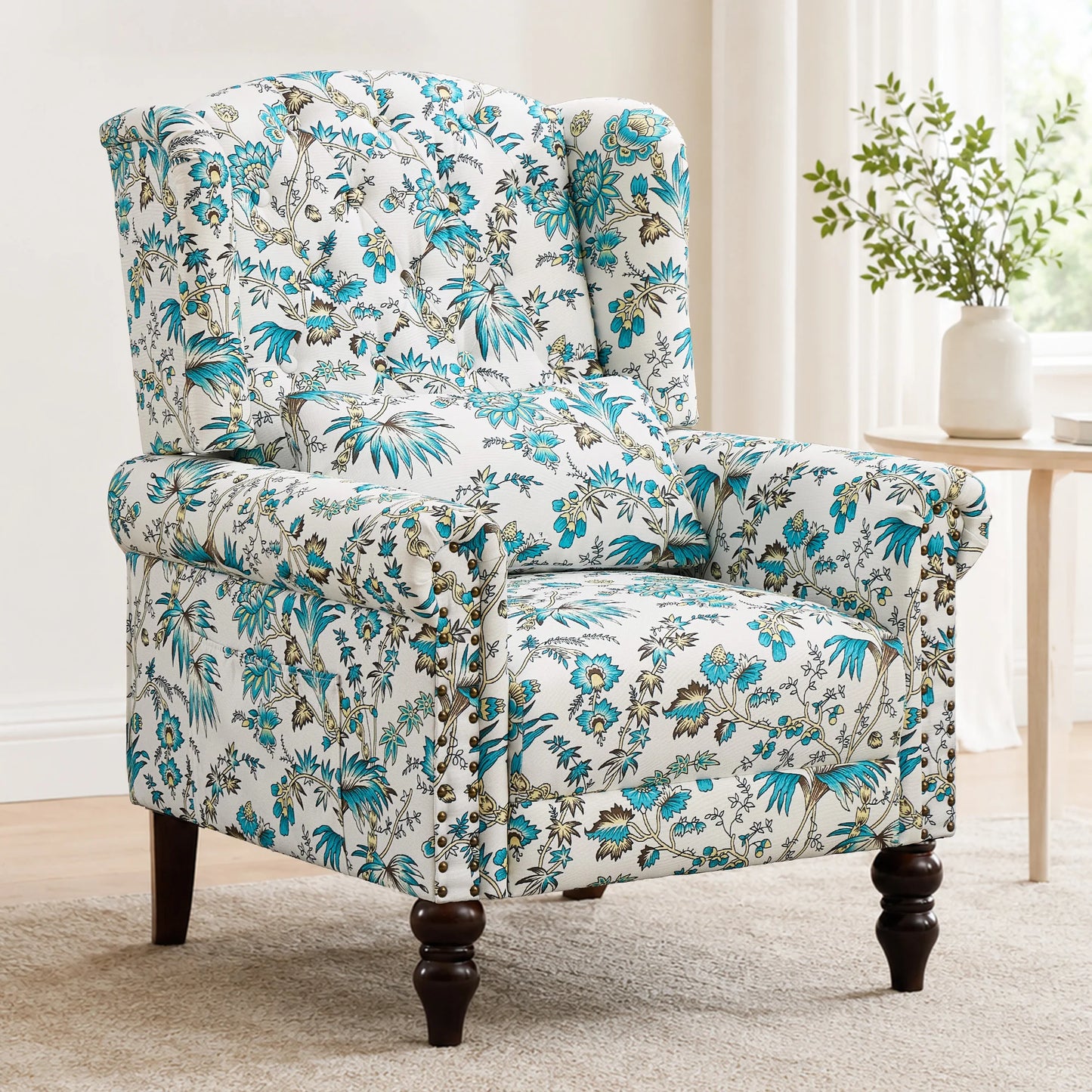 TCGBKAF Vintage Floral Wingback Armchair for Living Room