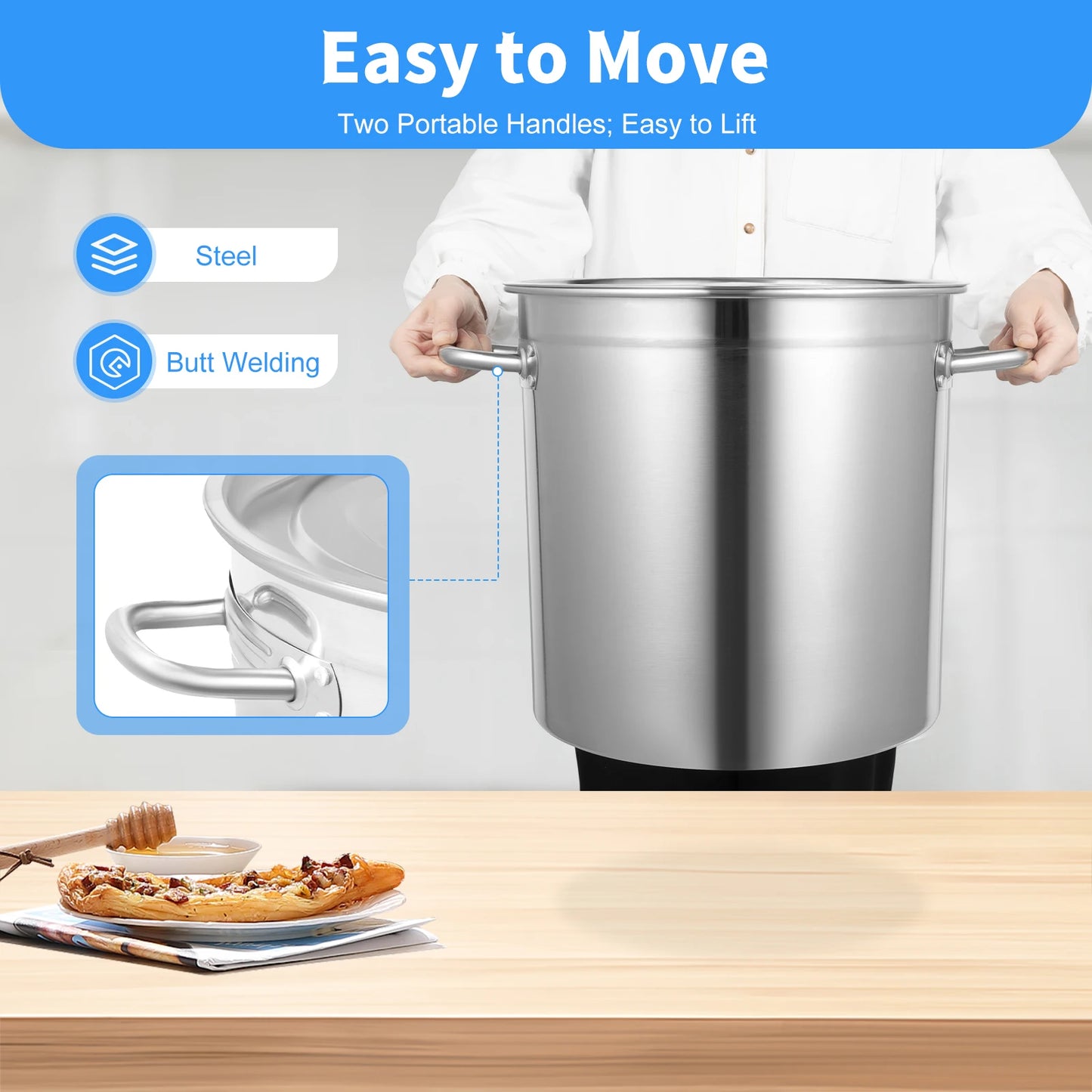 Stainless Steel Stock Pot With Lid And Handles