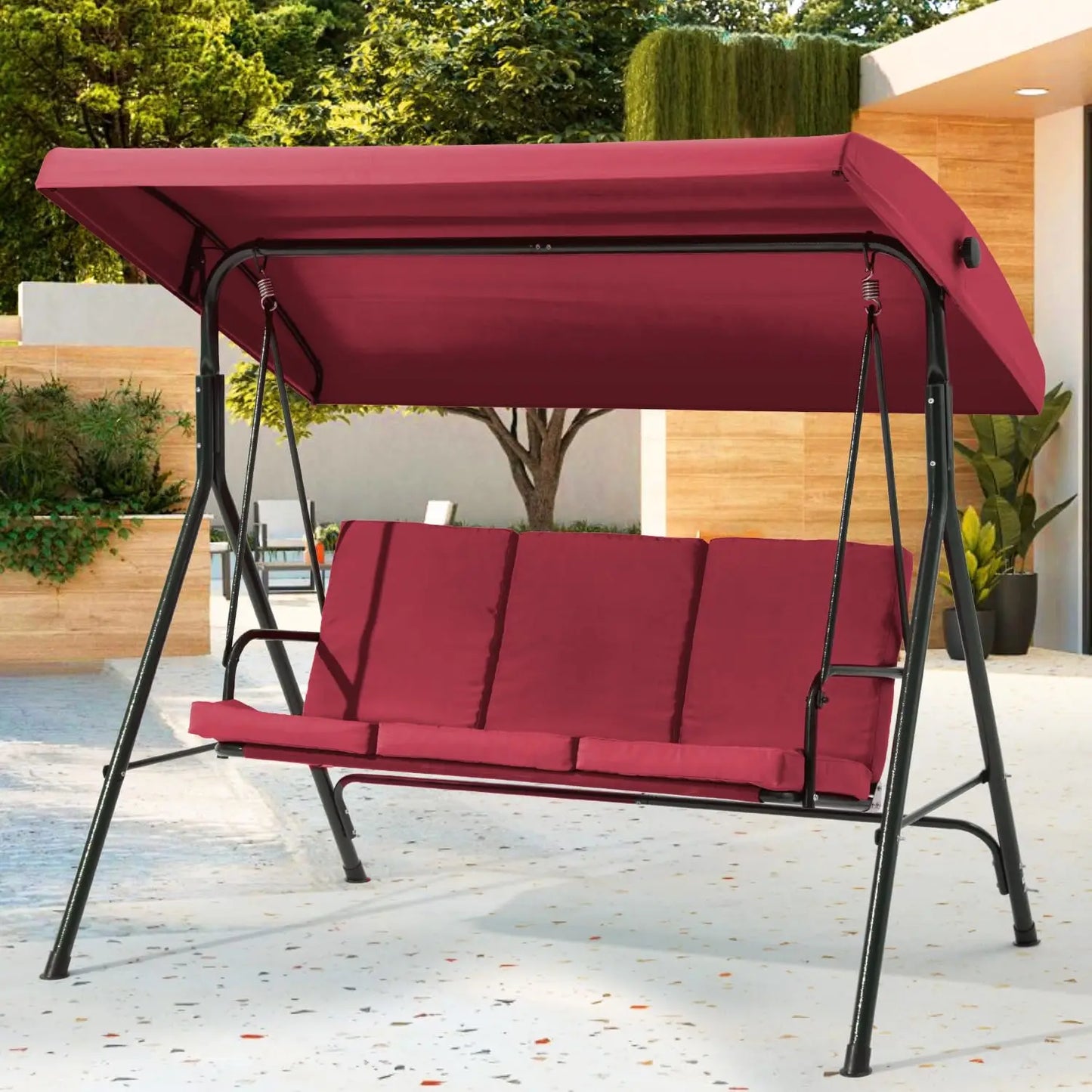 XIAOLANG 3 Seat Patio Swing With Removable Cushions And Canopy