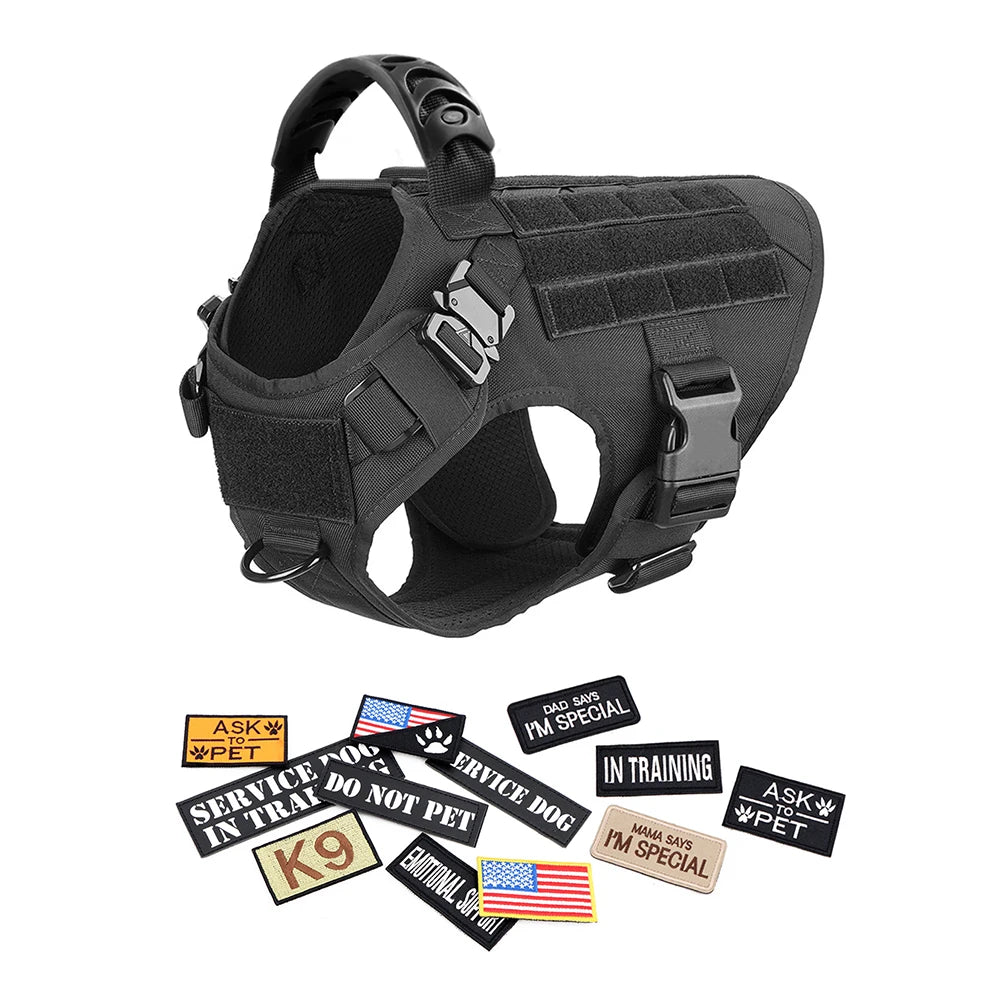 PETRAVELCN Military Dog Harness Vest With Leash Patches Set