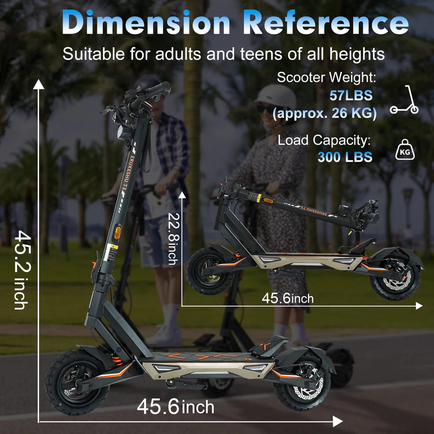 Electric Scooter 1500W Motor 48V Battery 40 MPH Max Speed