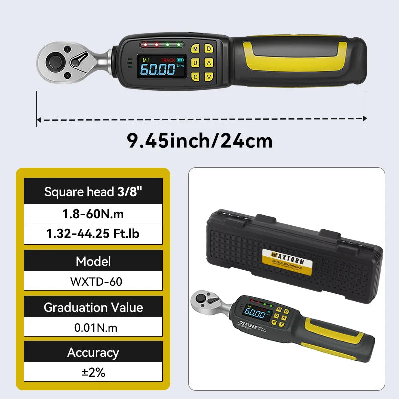 WAXTRON Digital Torque Wrench With Two Percent Accuracy For Automotive