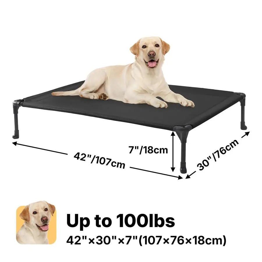 Outdoor Elevated Dog Bed For Breeds With Breathable Mat