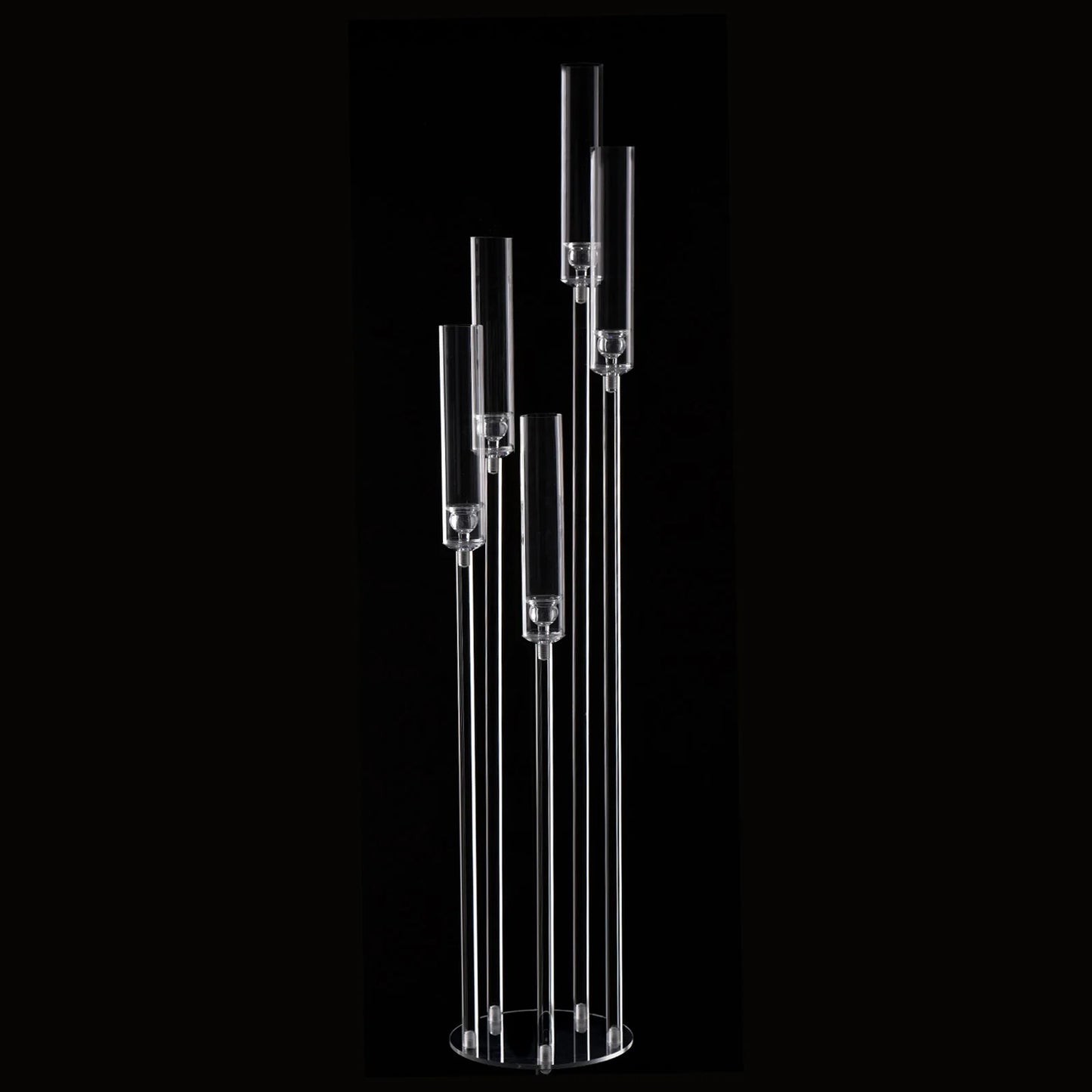 Vincigant 10Pcs Acrylic 5 Arm Floor Candelabra Holder