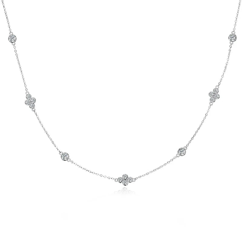 Oxtao Moissanite Diamond Choker Necklace 925 Sterling Silver