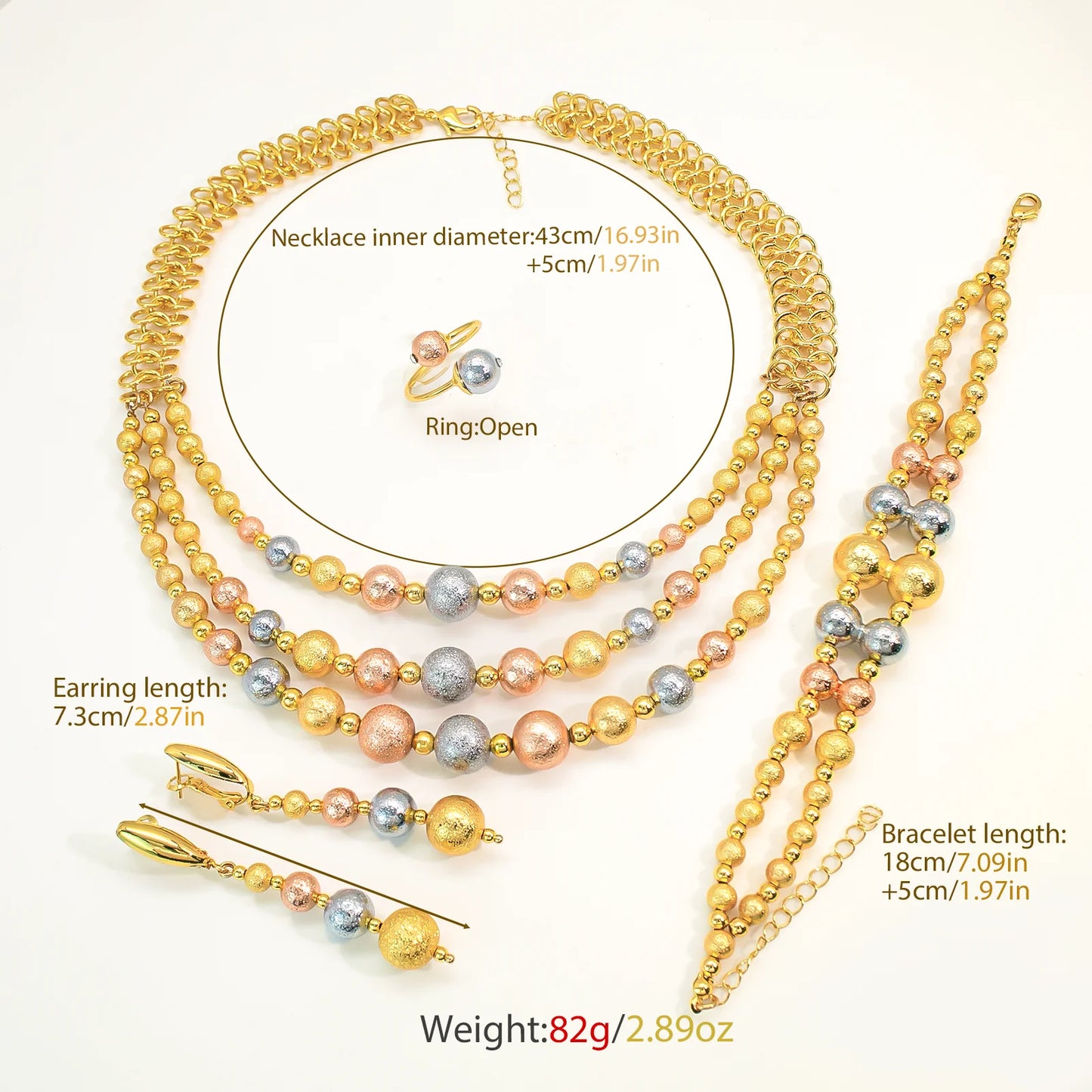 GZJPEI Fashion Jewelry Set For Women Multi Layer Beads