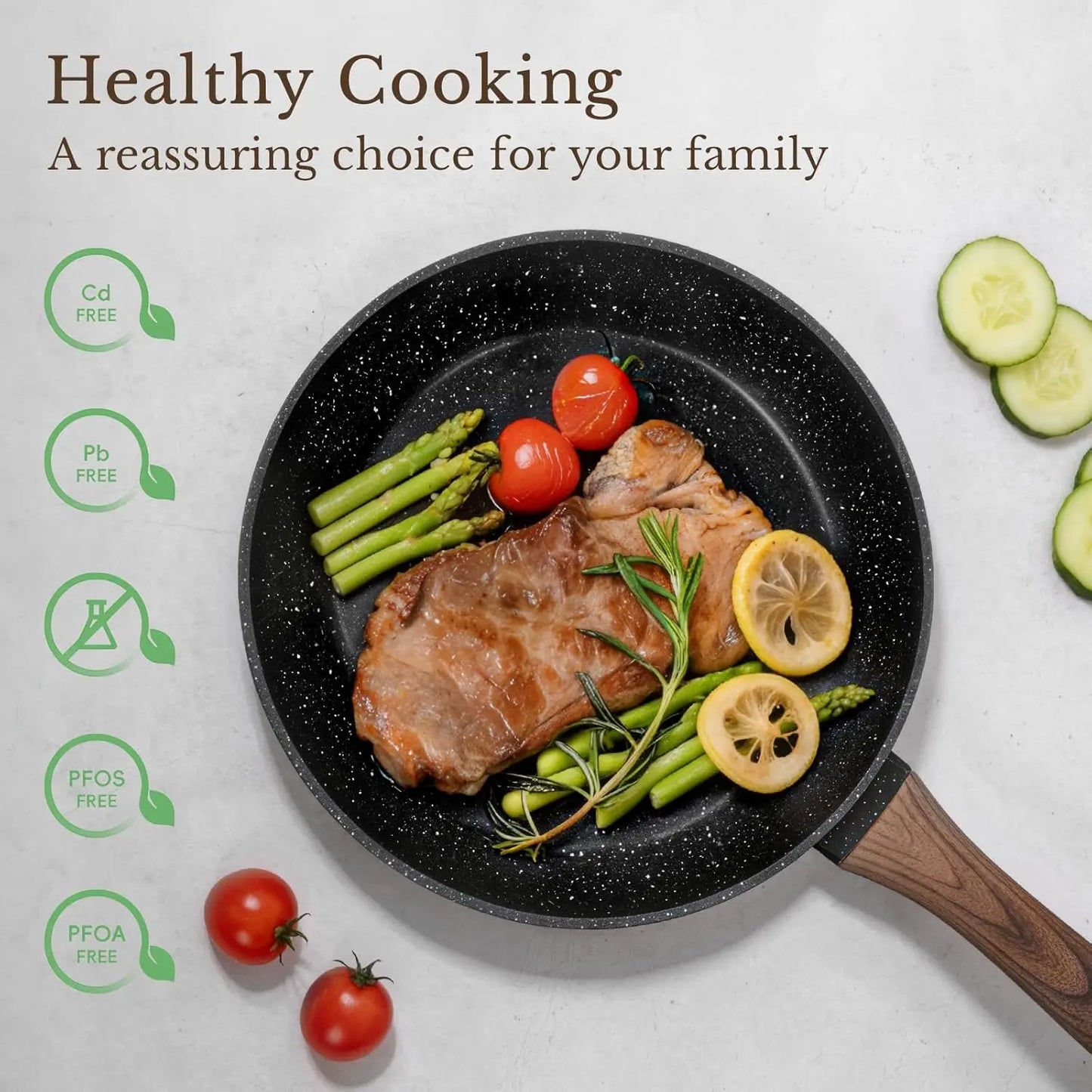 25-Piece Nonstick Ceramic Cookware Set Induction Compatible PFAS Free