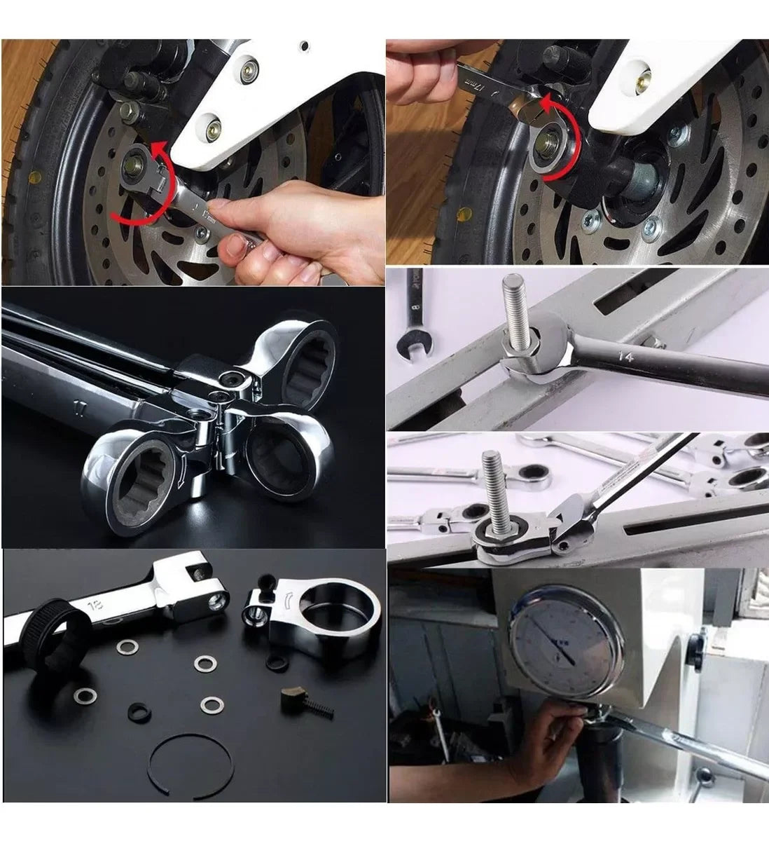WOZOBUY Flex Head Ratchet Wrench Set With Cr V Steel
