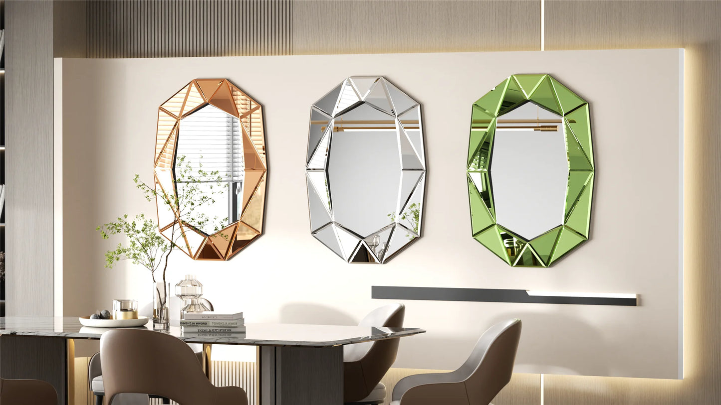 Wisfor Irregular Glass Wall Mirror With Beveled Diamond Edge