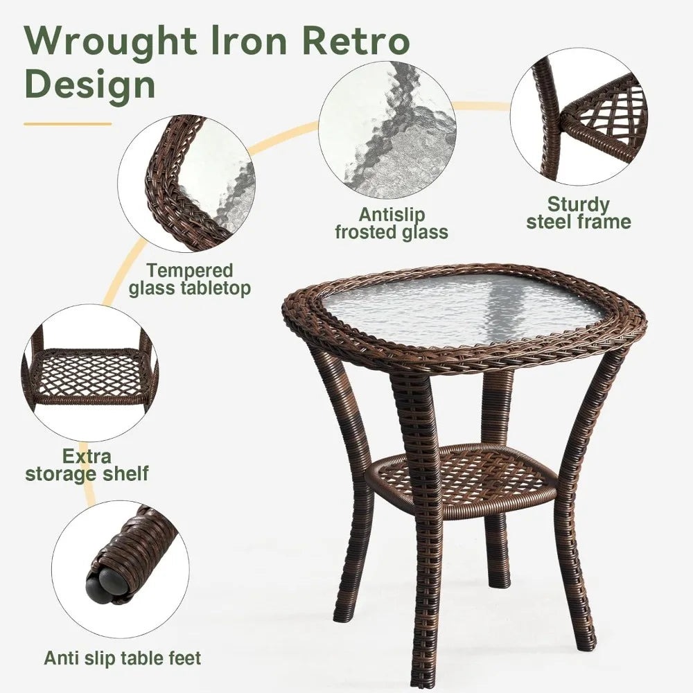 Outdoor Wicker Patio Furniture Set With Rocking Chairs