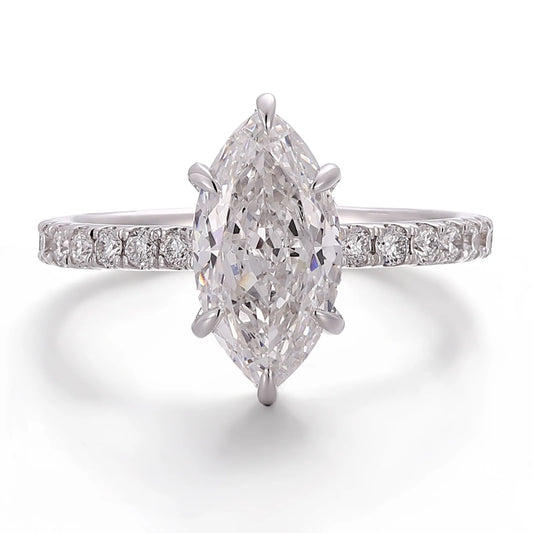 Premium Lab Grown Horse Eye Shape Diamond Ring For Women