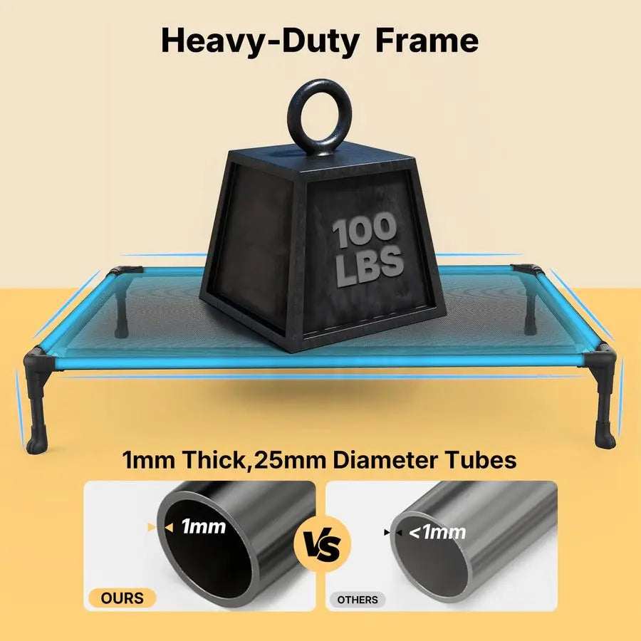 Outdoor Elevated Dog Bed For Breeds With Breathable Mat