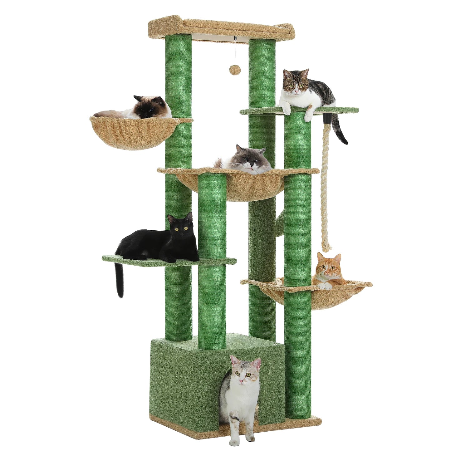 PEQULTICN Multi-Level Cat Tree With Scratching Posts And Condo