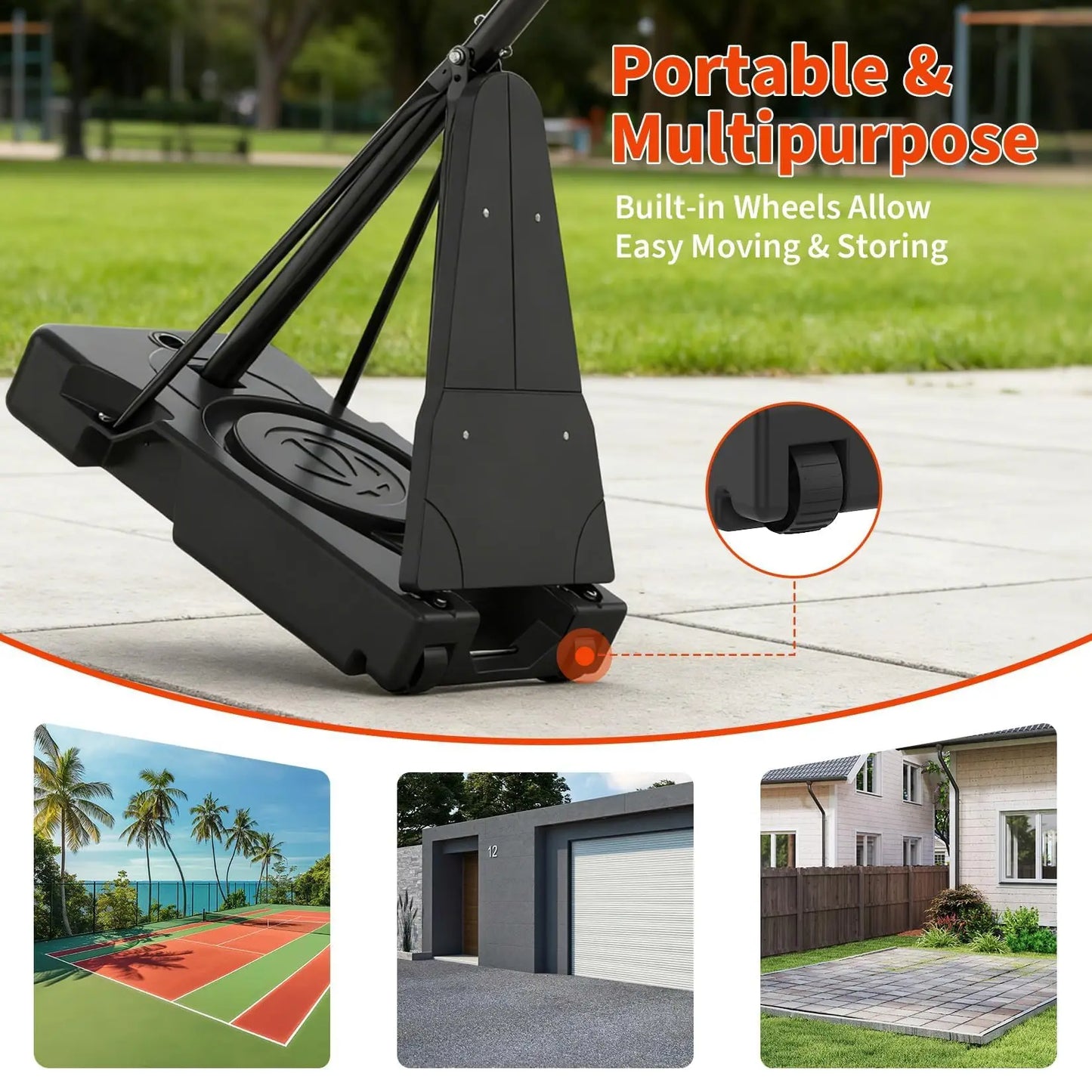 HiMISS Portable Basketball Hoop System with Adjustable Height Outdoor