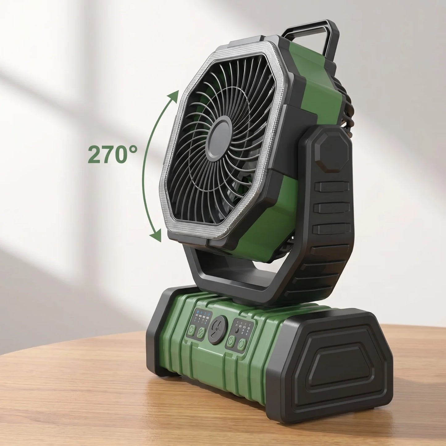 Rechargeable Camping Fan With LED Light 4 Speeds And Remote