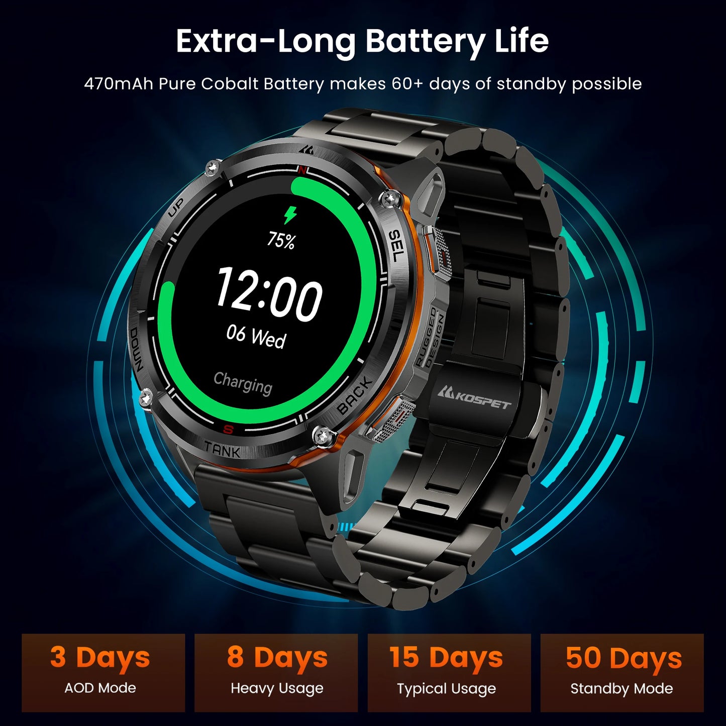 KOSPET Tank T3 Ultra 2 GPS Smartwatch with Barometer