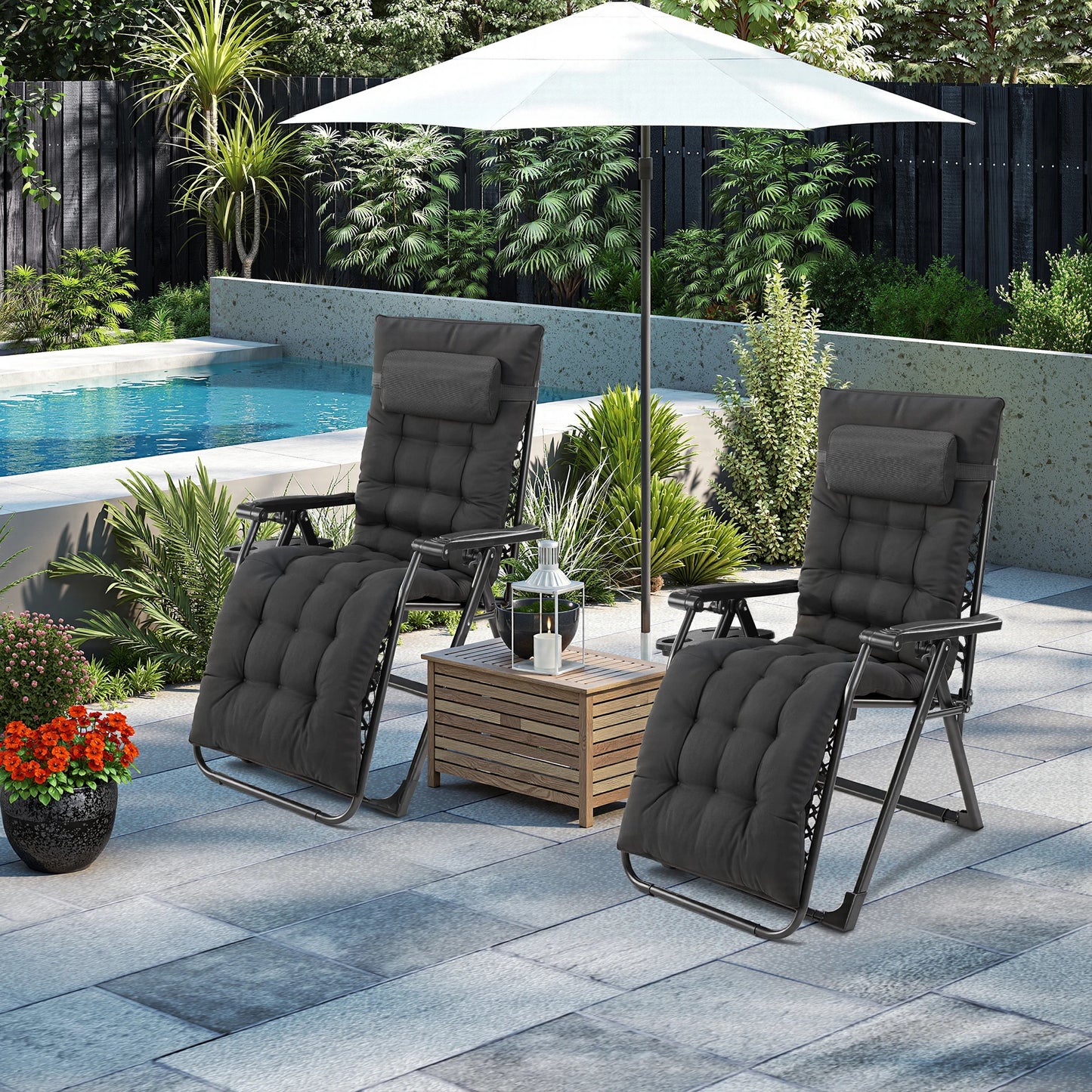 JHK Zero Gravity Recliner Outdoor Folding Lounge Chair Cup Holder