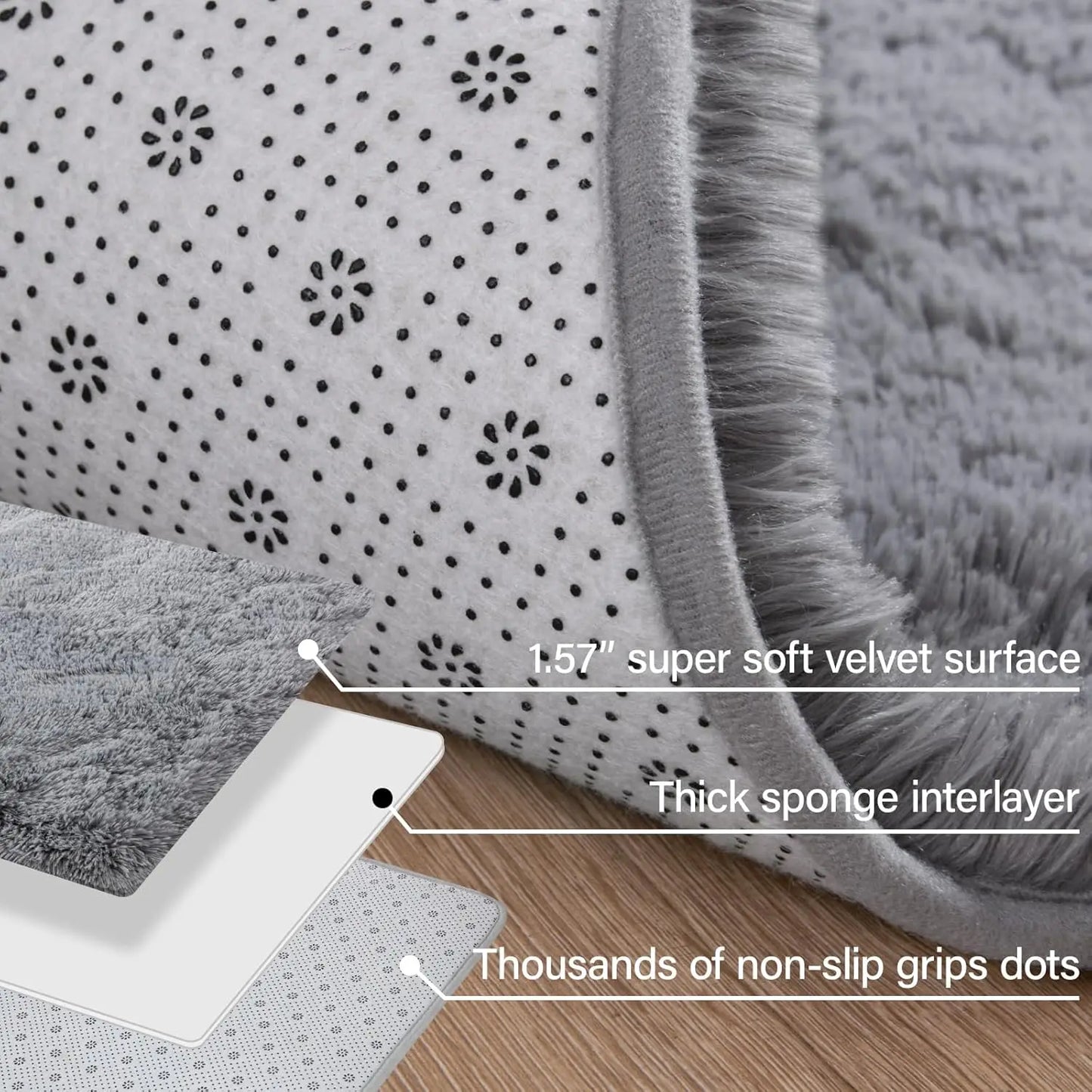 Soft Modern Indoor Shaggy Rug Non Slip Plush Area Carpet For Living Room