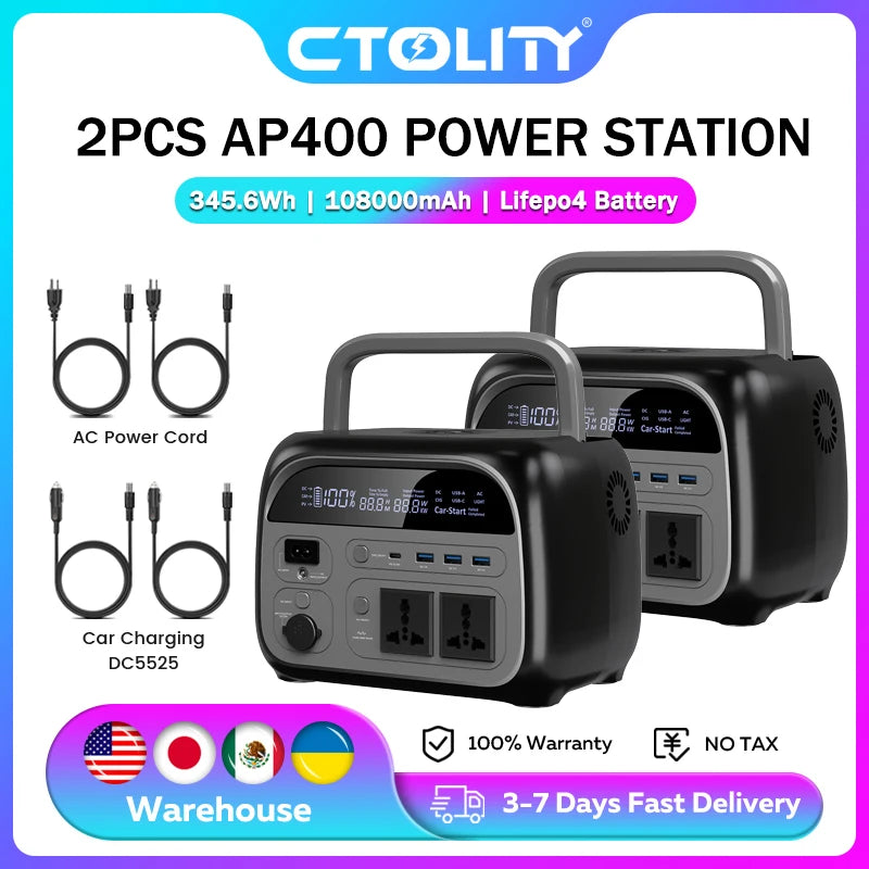 CTOLITY 500W Portable Solar Power Station LiFePO4 345.6Wh