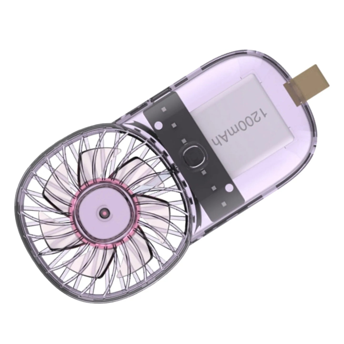 Transparent Foldable Neck Hanging Portable Fan USB Rechargeable 1200mAh