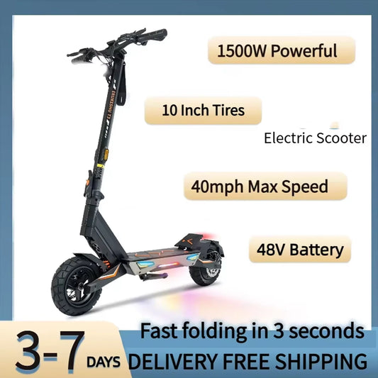 Electric Scooter 1500W Motor 48V Battery 40 MPH Max Speed