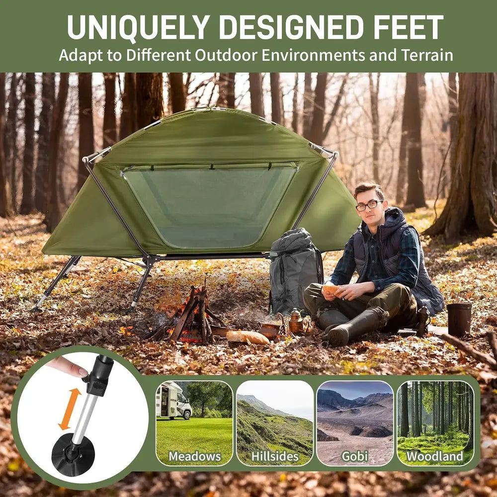 Portable Outdoor Camping Cot With Elevated Bed Heavy Duty