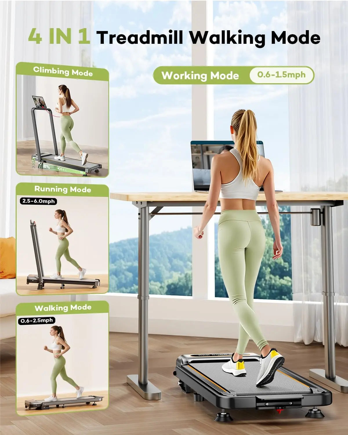 Foldable Treadmill With Incline, 3.5HP, Low Noise Walking Pad